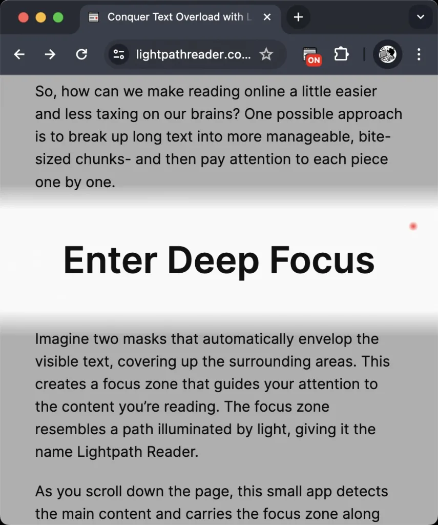 Screenshot of Lightpath Reader: Enter Deep Focus